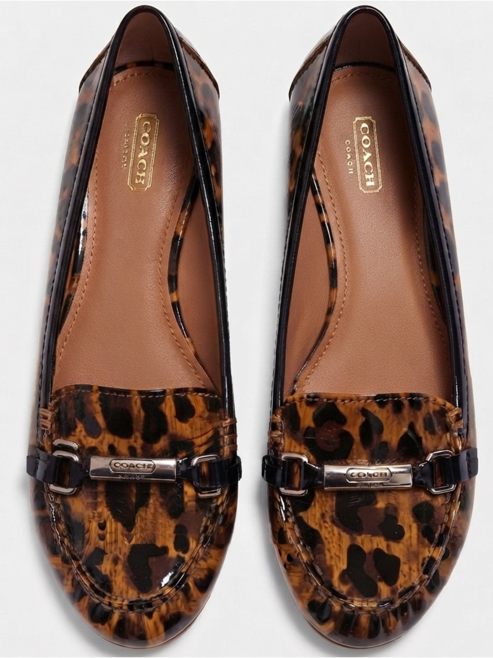 Coach Leopard Animal Print Berdina Flat Loafers with Black Trim size 10